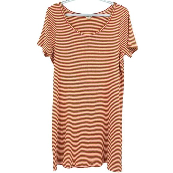 Madewell Swingy Tee Dress In Stripe A-Line Mini Ribbed Jersey Knit Stretch M - Picture 3 of 10